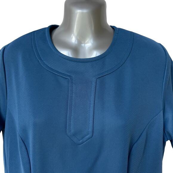 Vintage Mynette Dress Blue 60s Midi Length Short Sleeves Women's Size Large - Picture 6 of 13